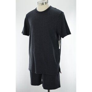SOL ANGELES Gray Black STRIPED Short Sleeve T Shirt Short Set LARGE NWT